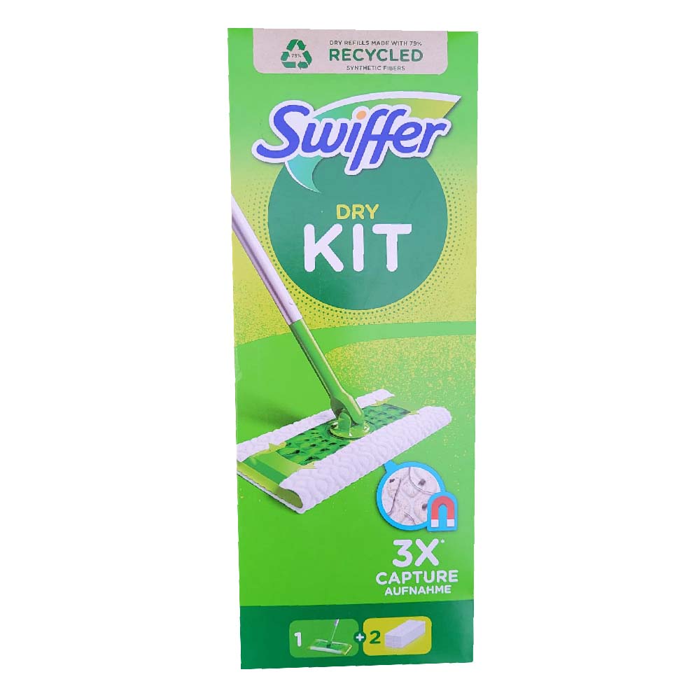 Swiffer Dry Kit Bodenwischer Starterset 1x Bodenstab 2x Trockene Tücher