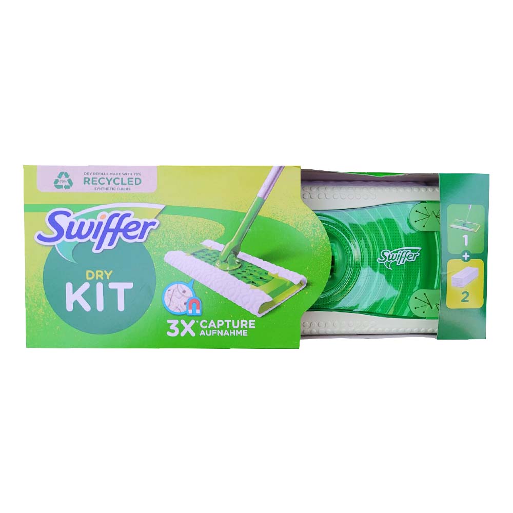 Swiffer Dry Kit Bodenwischer Starterset 1x Bodenstab 2x Trockene Tücher