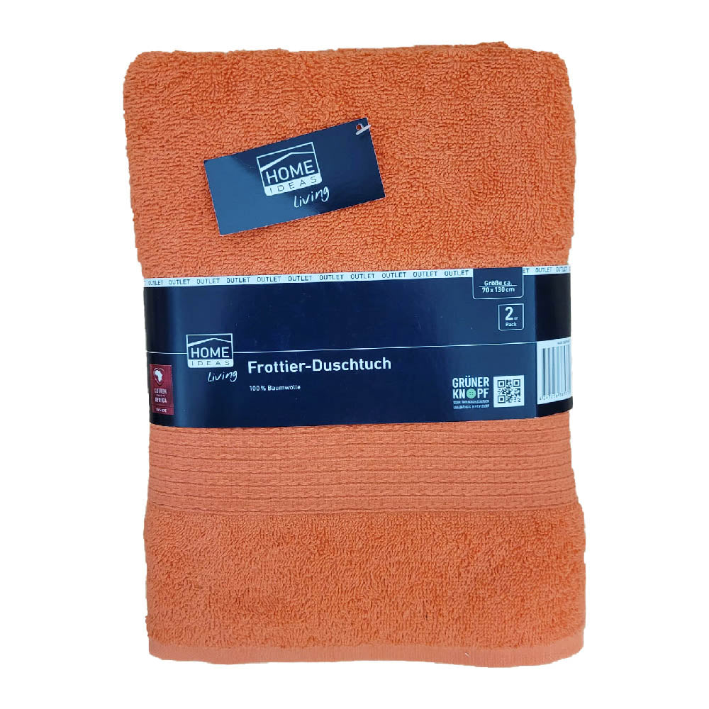 2er Frottier-Duschtuch Handtücher 70x130 cm von Home Ideas Orange