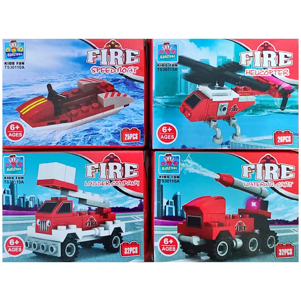 4x Feuerwehr Set Bausteine Mitgebsel