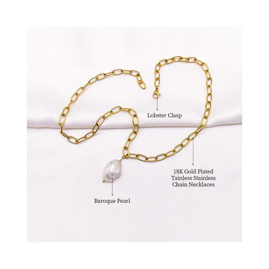 Halskette 18K vergoldet mit Barock Perlen Unisex